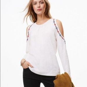 LOFT Embroidered Cold Shoulder Top (XL)